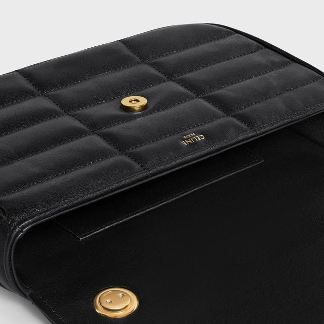CHAIN SHOULDER BAG MATELASSE MONOCHROME CE IN QUILTED GOATSKIN BLACK