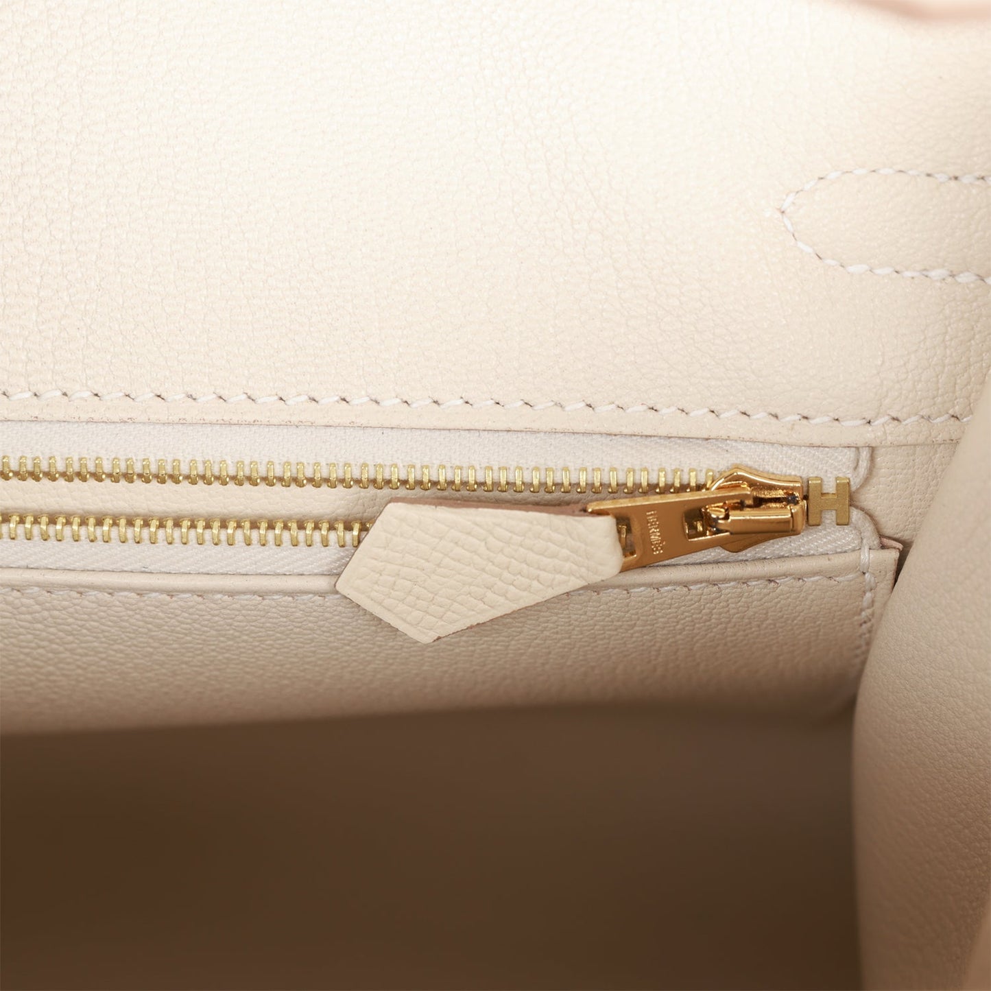 H Birkin Sellier 25 Craie Epsom Gold Hardware