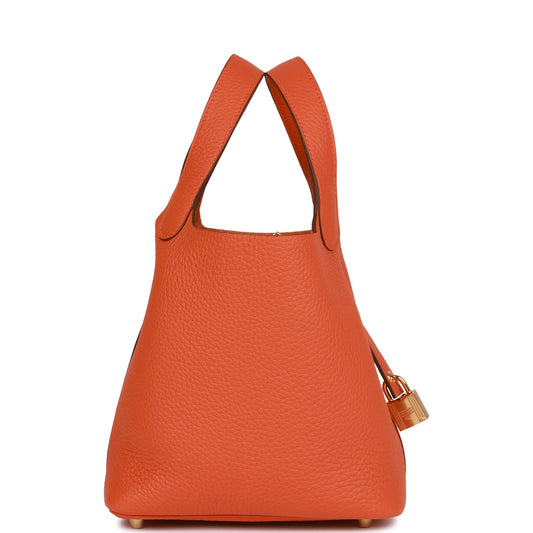 H Picotin Lock 18 Orange Clemence Gold Hardware
