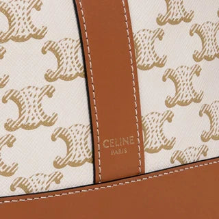 SMALL BUCKET IN TRIOMPHE CANVAS AND CALFSKIN WHITE