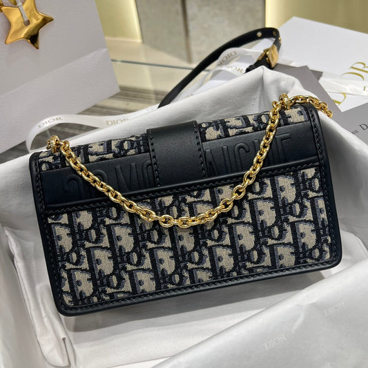 Dior Navy Blue Oblique Canvas and Leather 30 Montaigne Bag