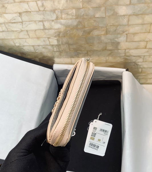 cc CO-CO Card Holder 12cm/4.7in Gold Hardware For Women Beige