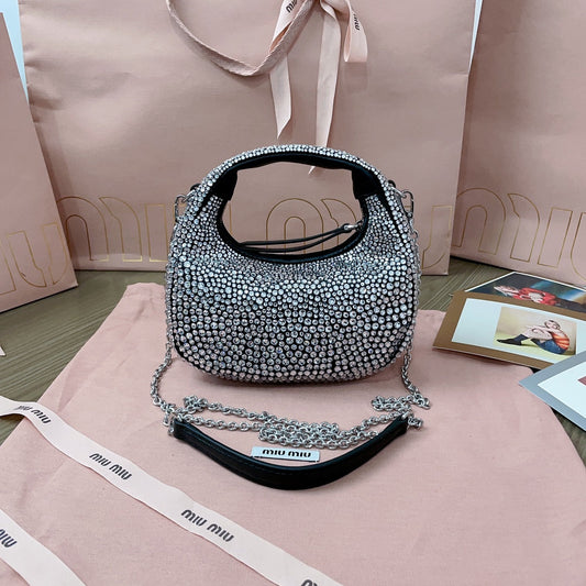MiuMiu Wander Matelasse Handbag Purse 5BC125 Sliver, 20 X 17 X 6 CM