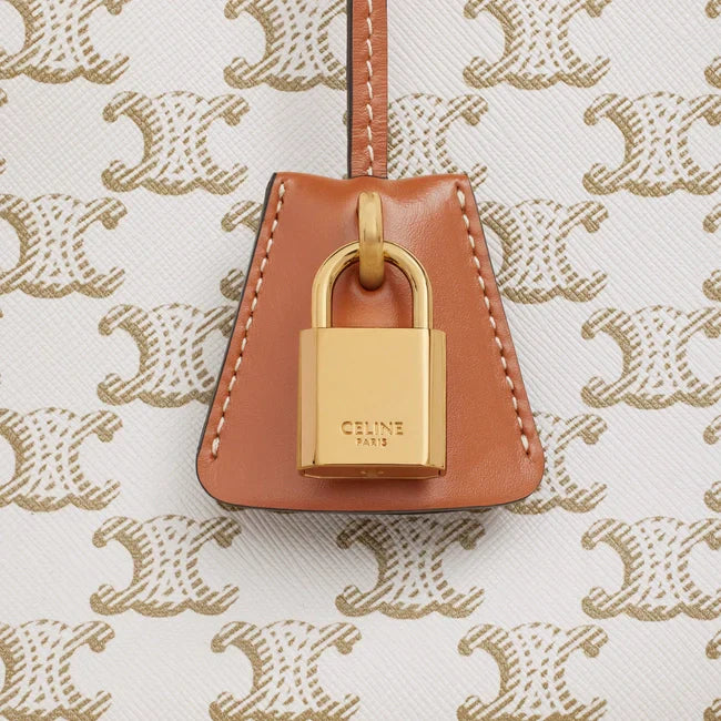 MINI HORIZONTAL CABAS IN TRIOMPHE CANVAS AND CALFSKIN WHITE