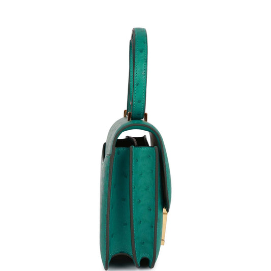 H Constance 18 Vert Verone Ostrich Gold Hardware