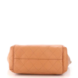 CC Open Shopping Tote Stitched Leather Large