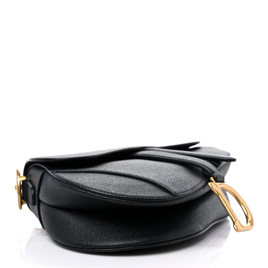 CHRISTIAN D Grained Calfskin Saddle Bag Black