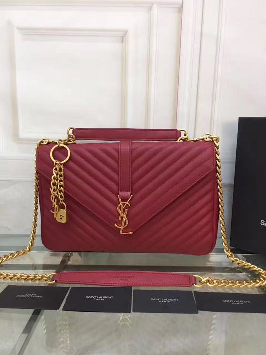 Y College Large Quilted Leather Bag