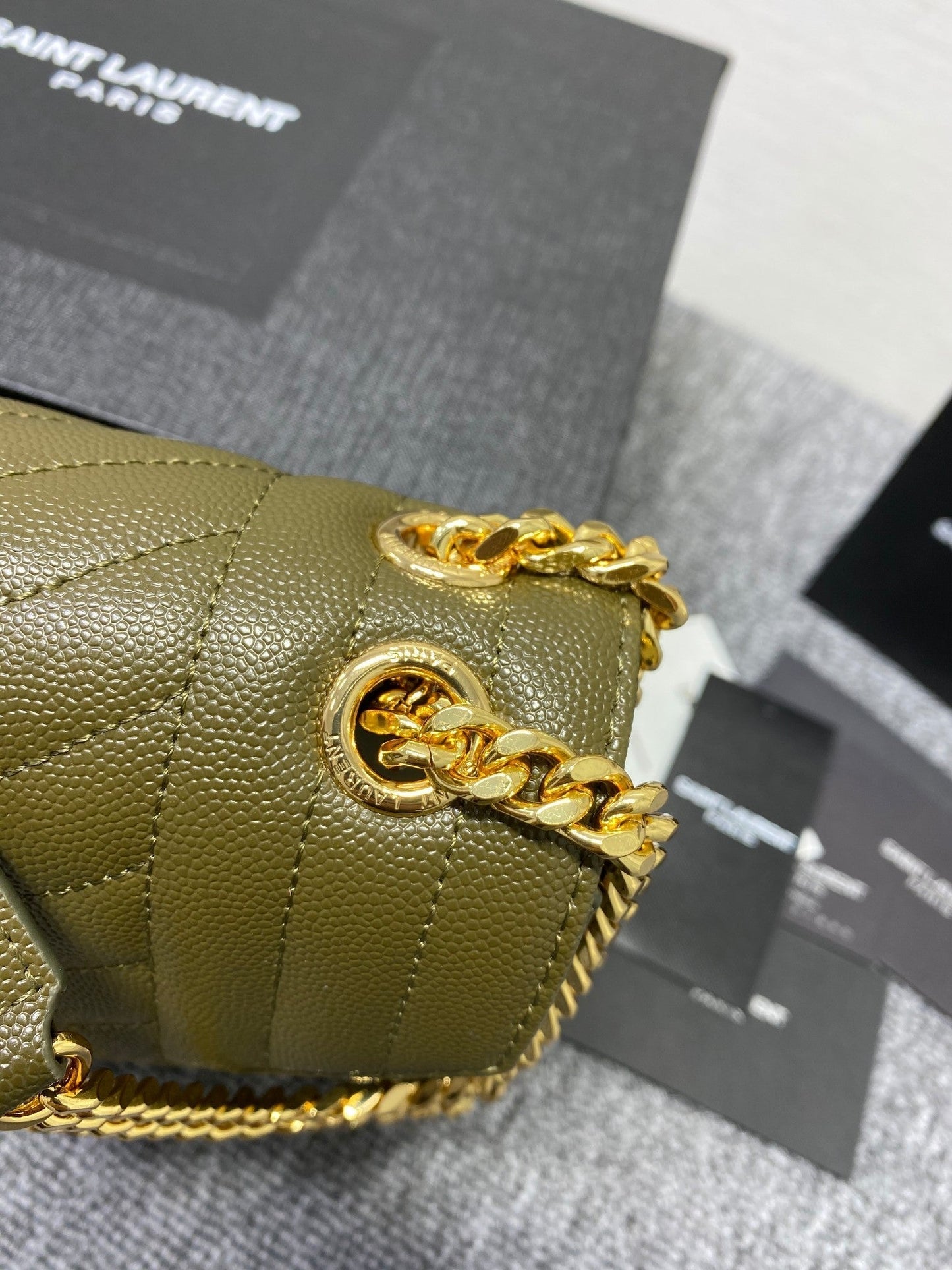 Y Envelope Medium Bag In Mix Matelasse Grain De Poudre Embossed Leather