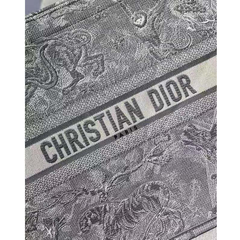 CD Unisex CD Large CD Book Tote Gray Toile De Jouy Embroidery