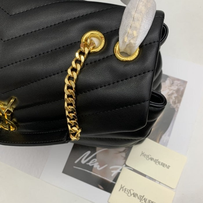 Y Loulou Bag Matelasse Y Leather Gold-tone Medium Black