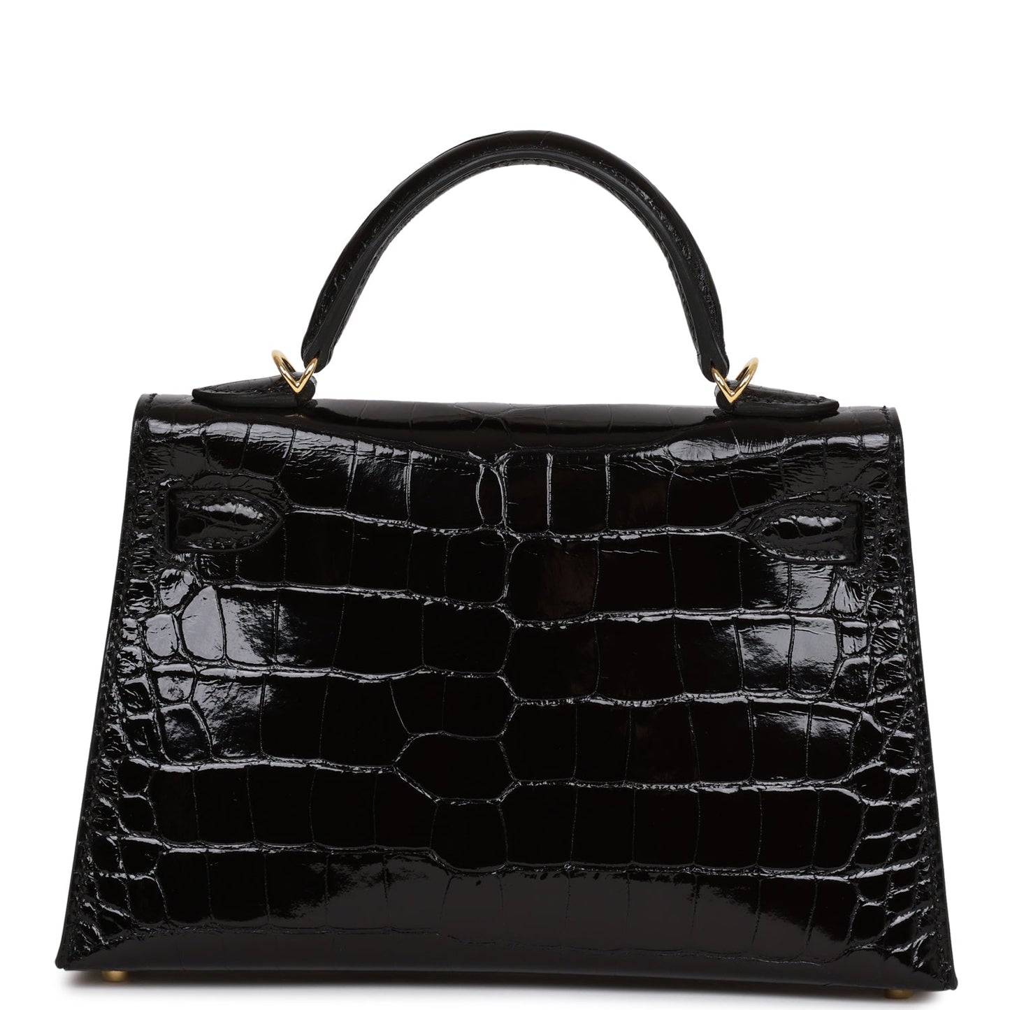 H Kelly Sellier 20 Black Shiny Alligator Gold Hardware