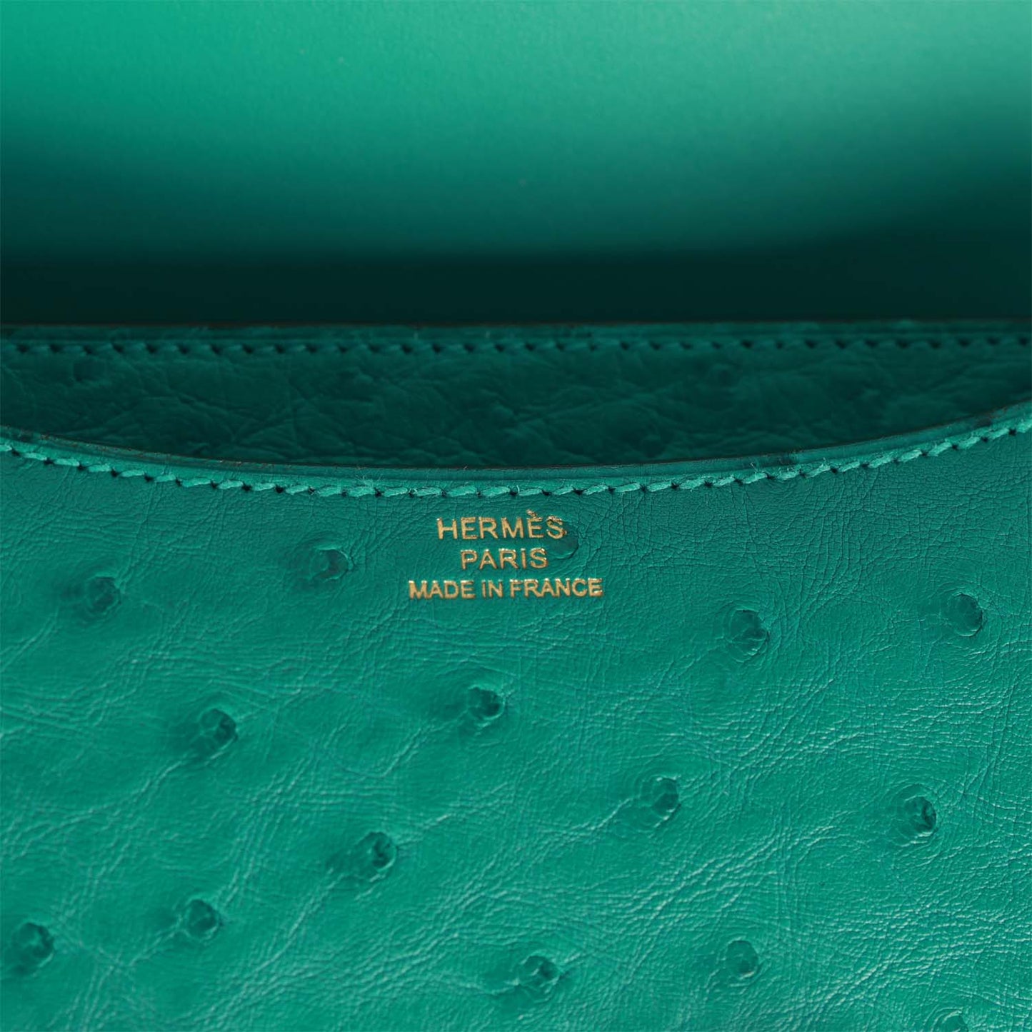 H Constance 18 Vert Verone Ostrich Gold Hardware