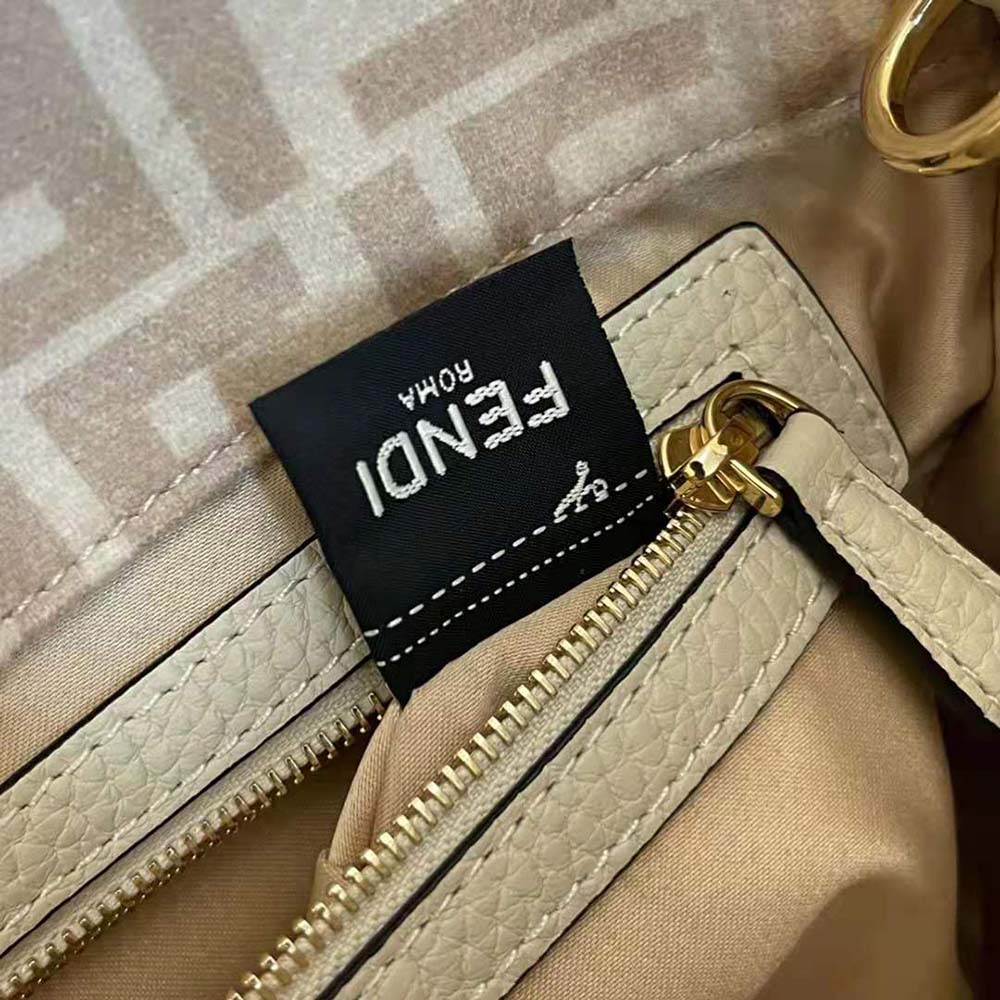 Fd Women Medium Baguette 1997 Beige FF Wool Bag