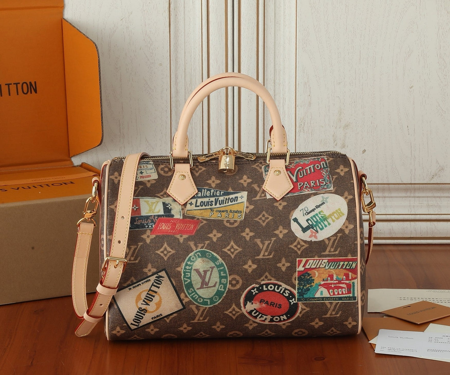 LV Monogram Hotel Labels Speedy Bandouliere 30