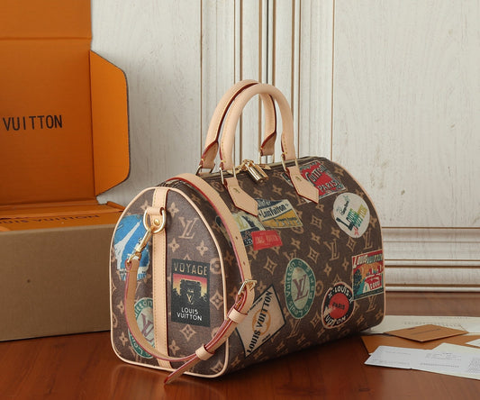 LV Monogram Hotel Labels Speedy Bandouliere 30