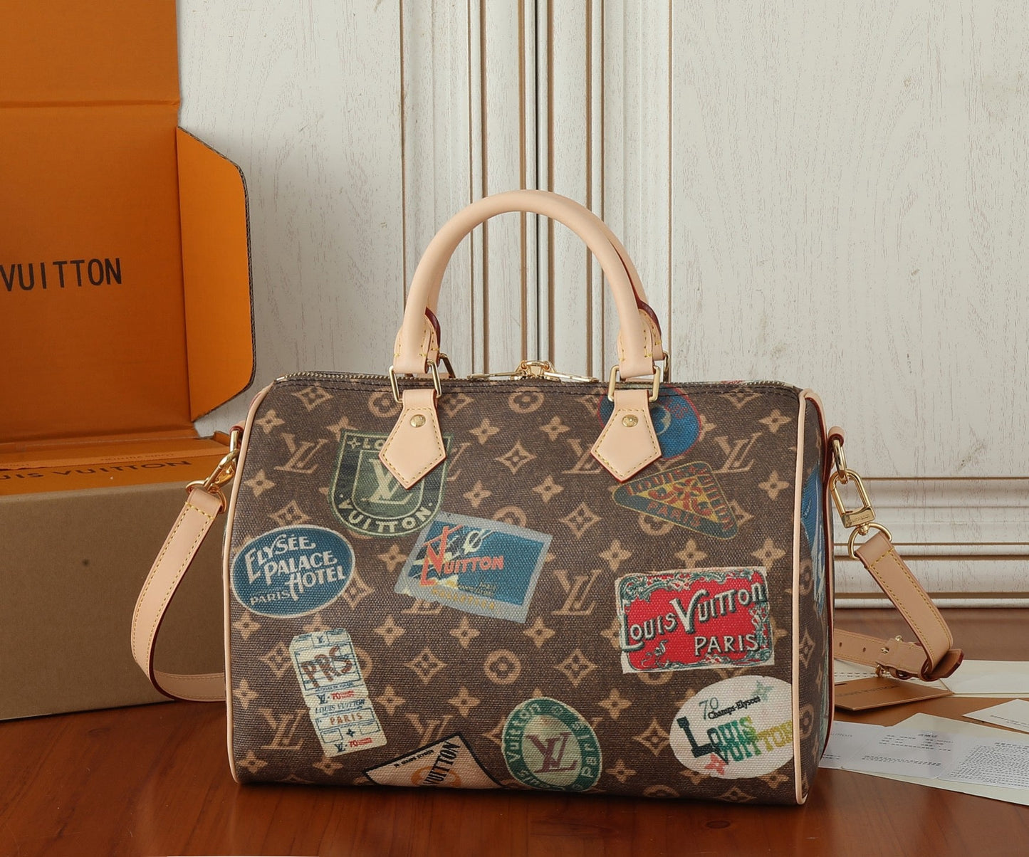 LV Monogram Hotel Labels Speedy Bandouliere 30