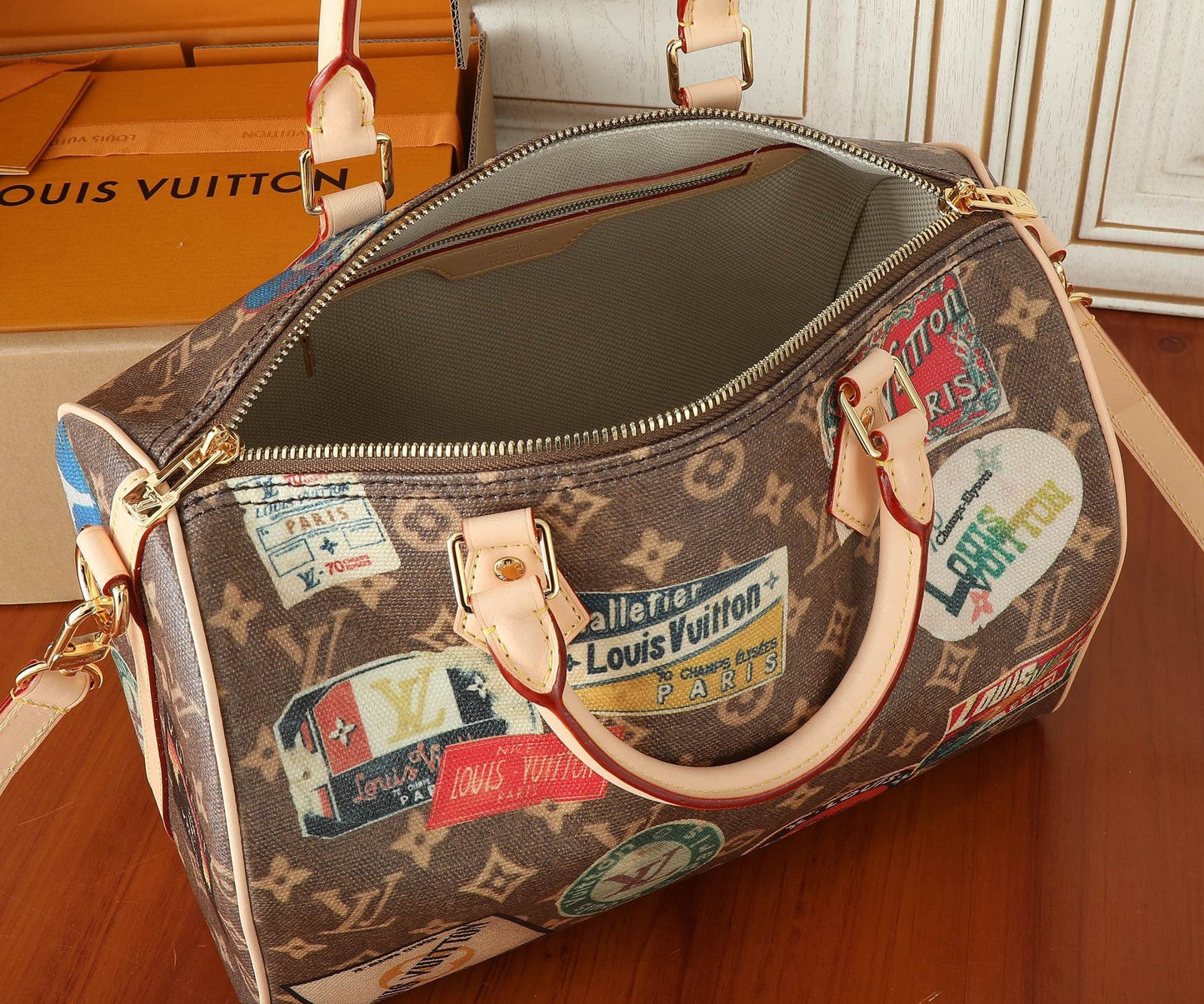 LV Monogram Hotel Labels Speedy Bandouliere 30