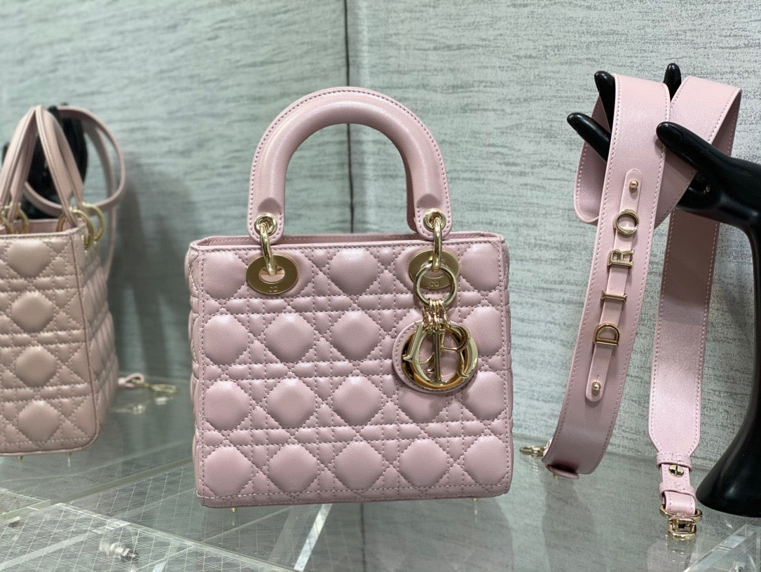 Dior Opaline Pink Lambskin  Lady Dior Bag 20x16.5x8cm