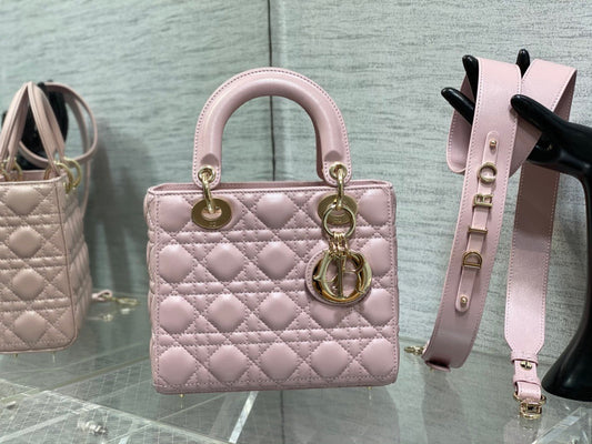 Dior Opaline Pink Lambskin  Lady Dior Bag 20x16.5x8cm