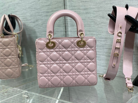 Dior Opaline Pink Lambskin  Lady Dior Bag 20x16.5x8cm