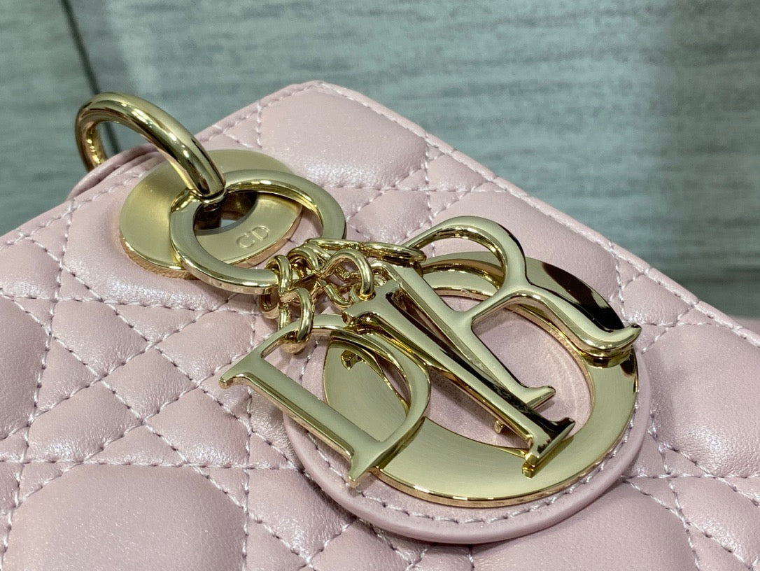 Dior Opaline Pink Lambskin  Lady Dior Bag 20x16.5x8cm