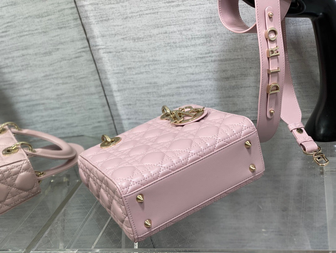 Dior Opaline Pink Lambskin  Lady Dior Bag 20x16.5x8cm