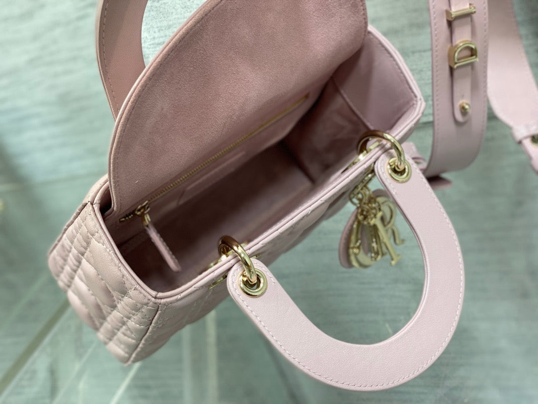 Dior Opaline Pink Lambskin  Lady Dior Bag 20x16.5x8cm