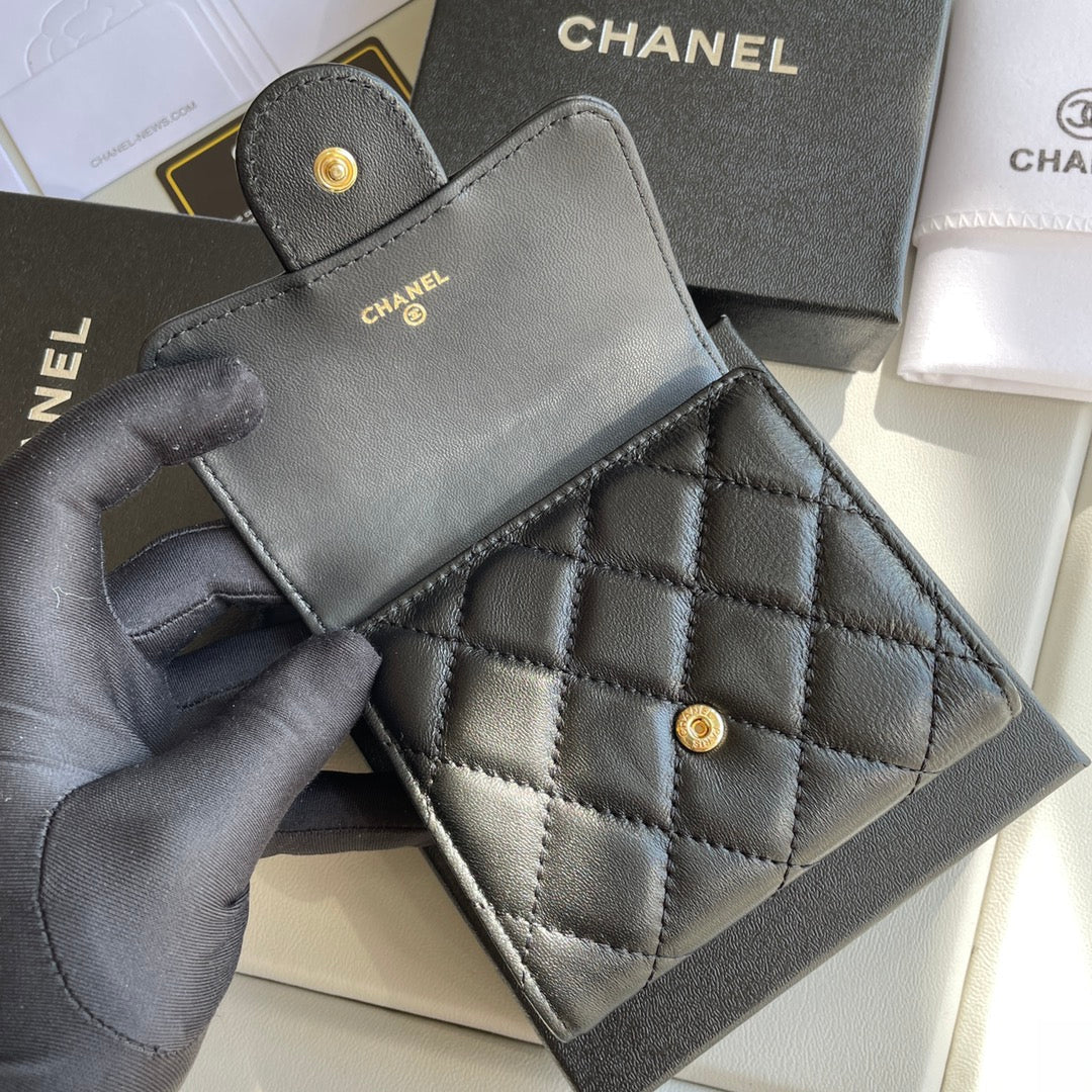 cc Small Classic Flap Wallet Black Bag For Women 10.5cm/4.1in AP0231 Y01295 C3906