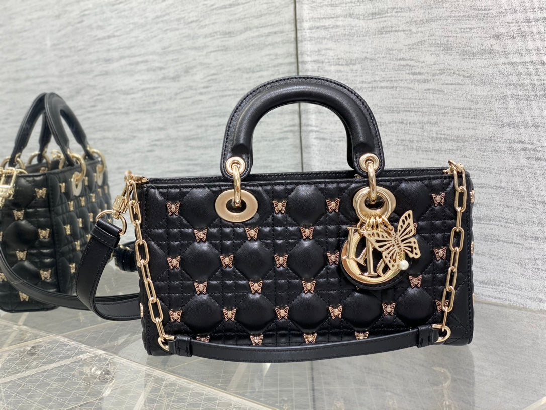 Christian Dior LADY DIOR 2024 Butterfly Crossbody Bag Black 26cm