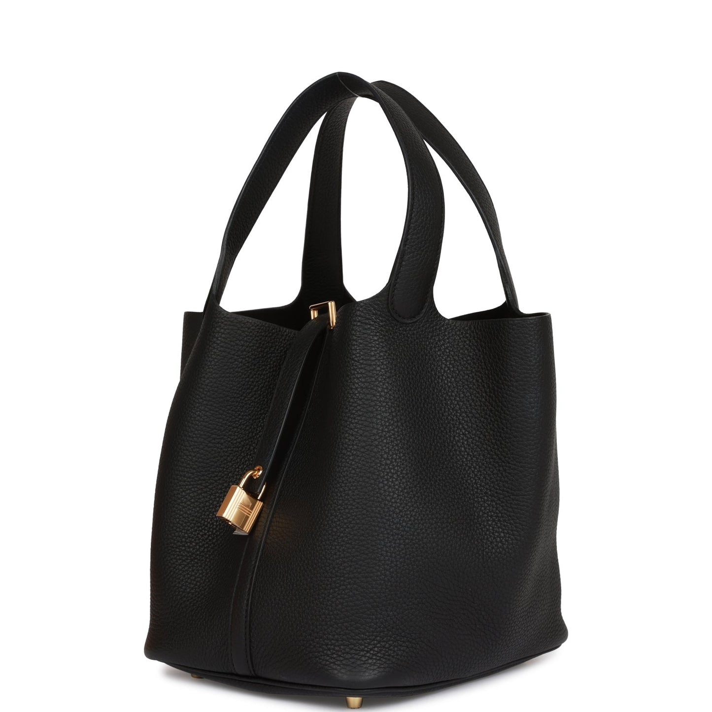 H Picotin Lock 22 Black Clemence Gold Hardware