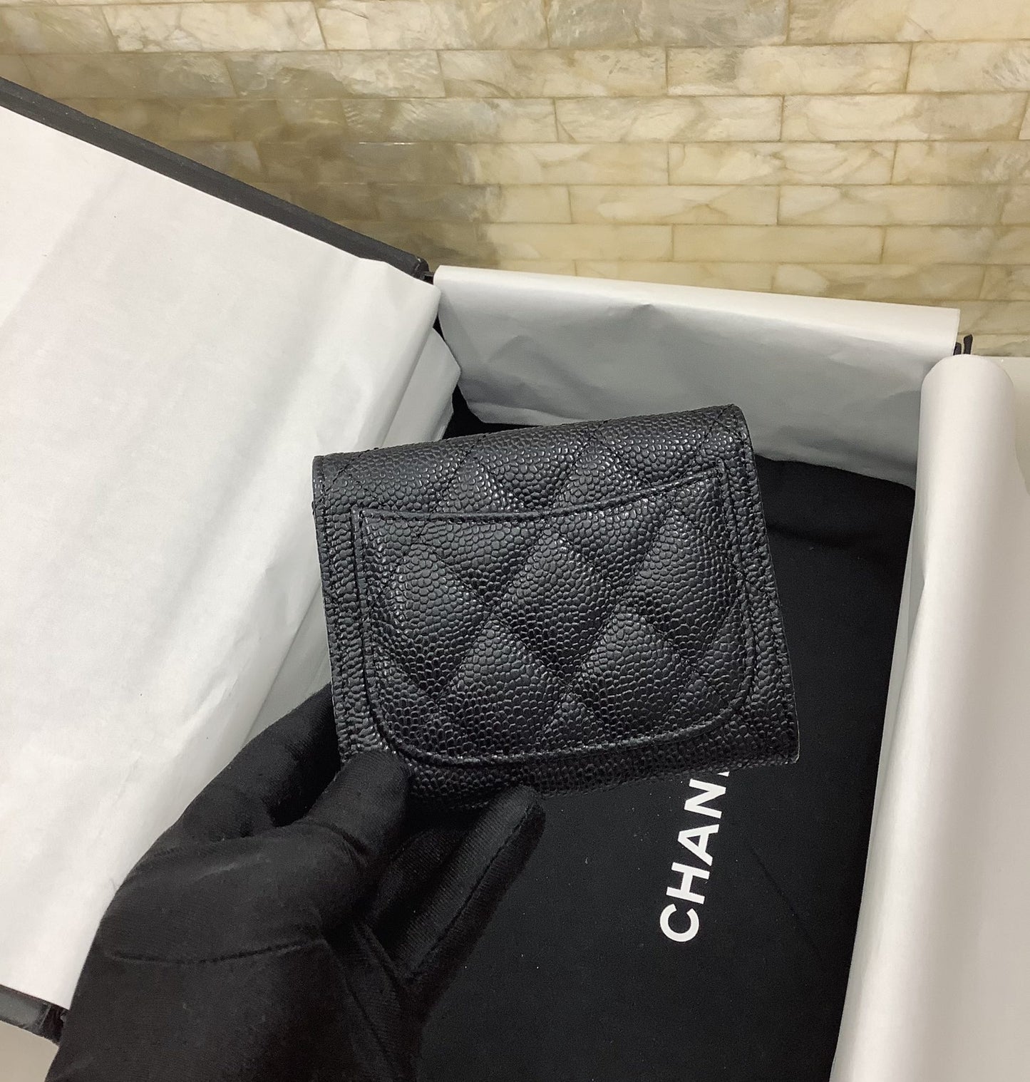 cc CO-CO Classic Card Holder 11cm/4.4in Silver Hardware For Women Black AP0214 Y01480 C3906