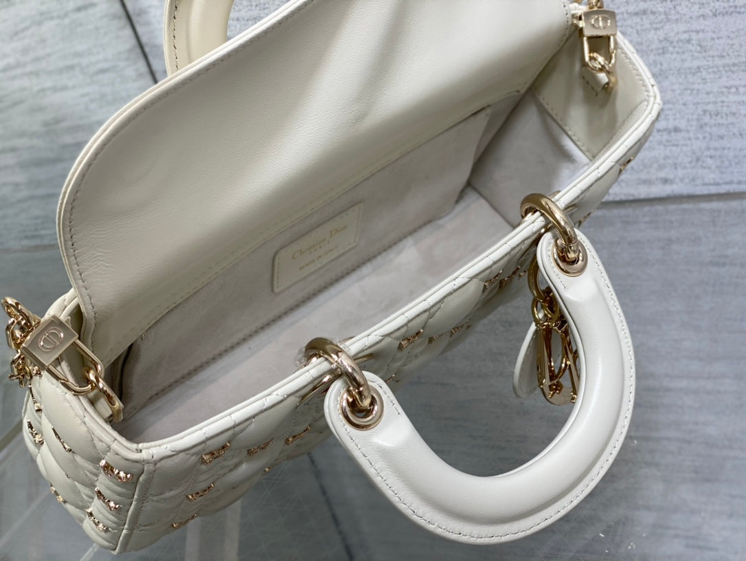 Christian Dior LADY DIOR 2024 Butterfly Crossbody Bag white 26cm