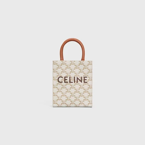 MINI VERTICAL CABAS IN TRIOMPHE CANVAS AND CALFSKIN WITH CE PRINT WHITE
