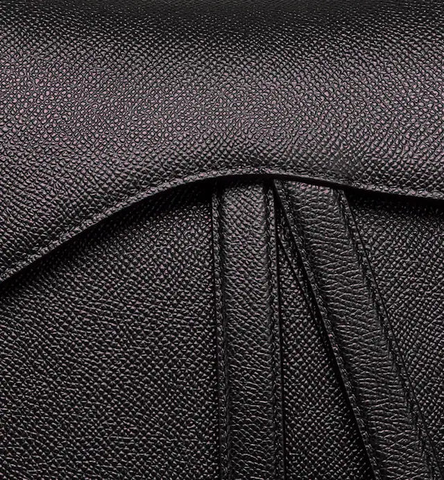 CHRISTIAN D Grained Calfskin Saddle Bag Black