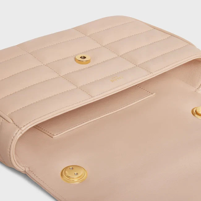 CHAIN SHOULDER BAG MATELASSE MONOCHROME CE IN QUILTED GOATSKIN NUD