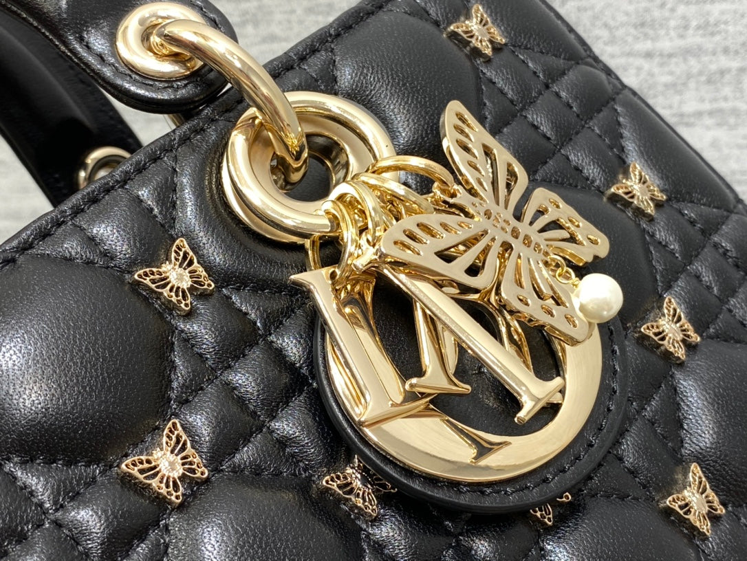 Christian Dior LADY DIOR 2024 Butterfly Crossbody Bag Black 26cm