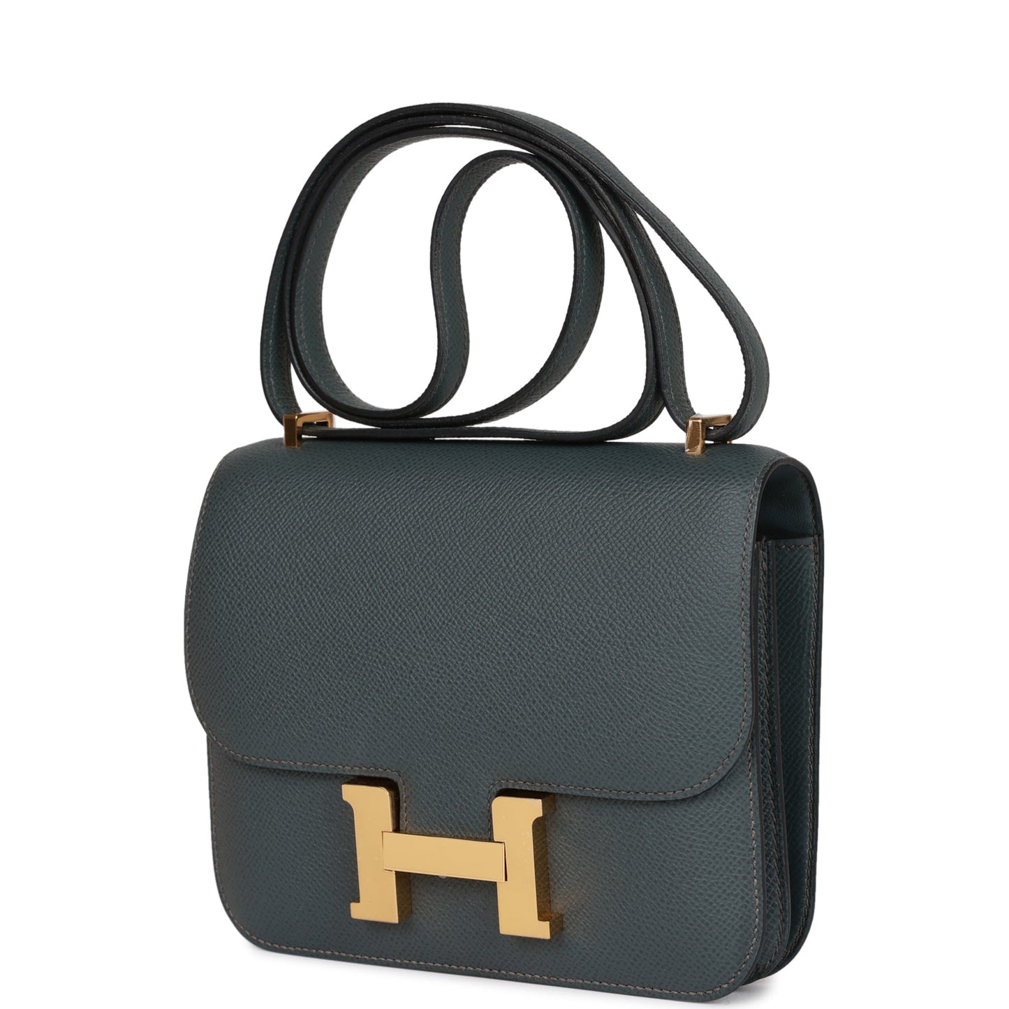 H Constance 18 Bleu Orage Epsom Gold Hardware