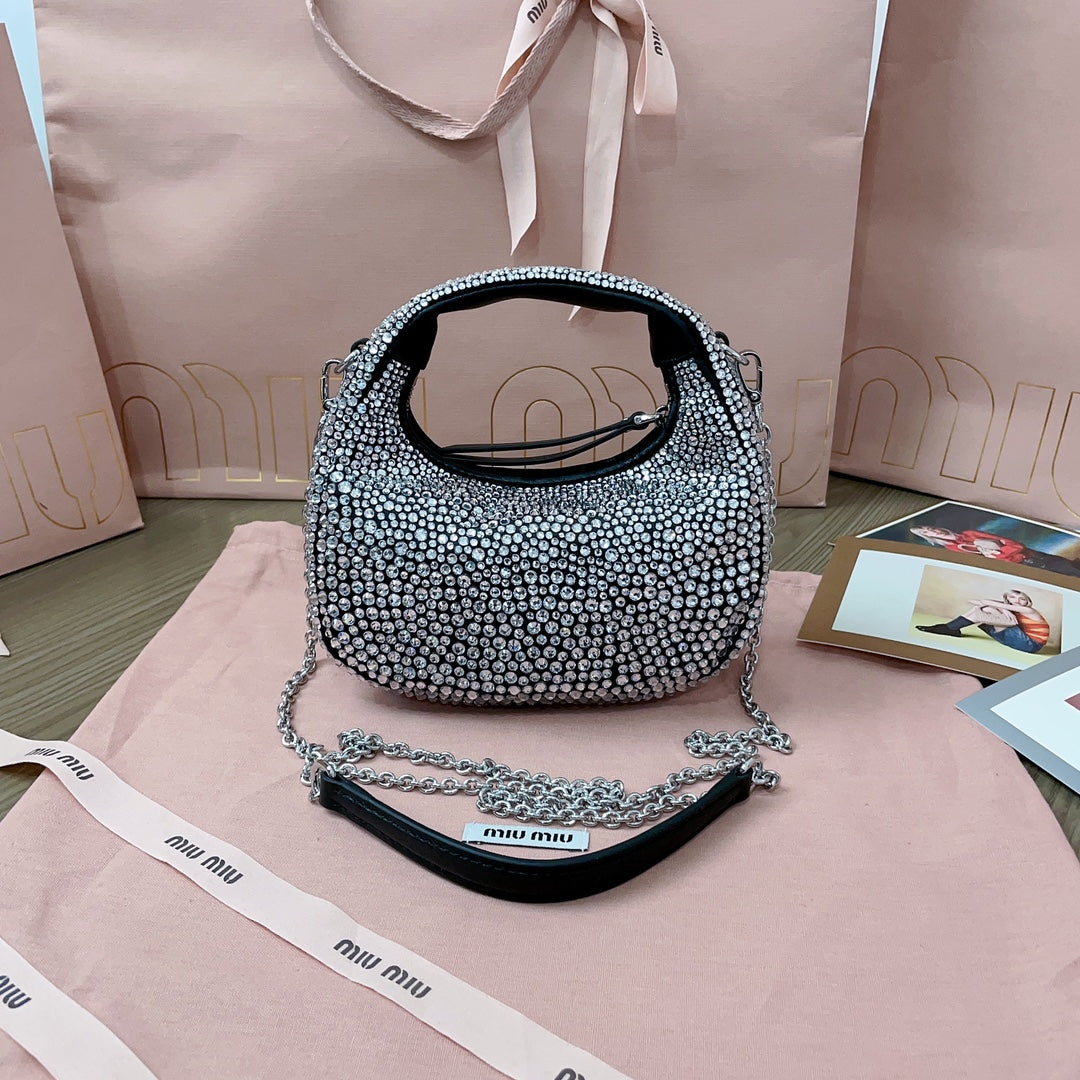 MiuMiu Wander Matelasse Handbag Purse 5BC125 Sliver, 20 X 17 X 6 CM