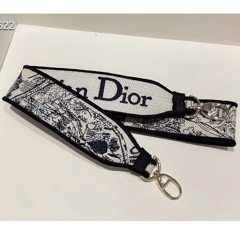 CD Women CD Medium Lady D-Lite Bag Blue Toile De Jouy Embroidery