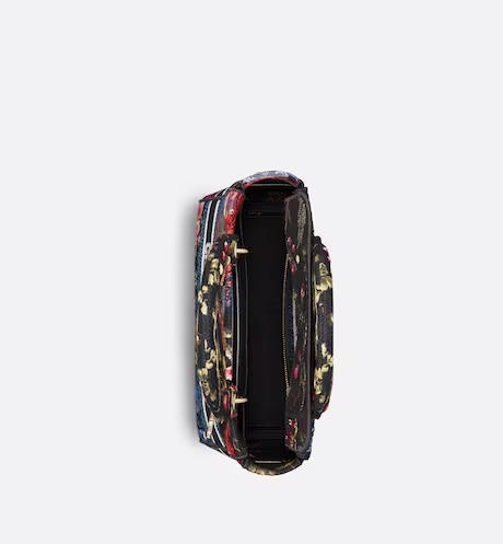 MEDIUM LADY D-LITE BAG Black Multicolor D Birds Embroidery