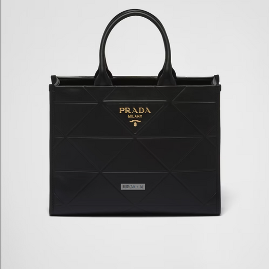 PP Medium leather Symbole bag with topstitching - Black