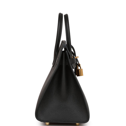 H Birkin Sellier 25 Black Epsom Gold Hardware