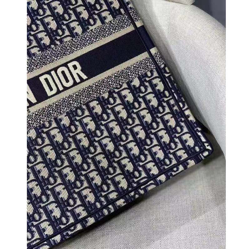 CD Unisex CD Large Book Tote Navy Blue CD Oblique Embroidery