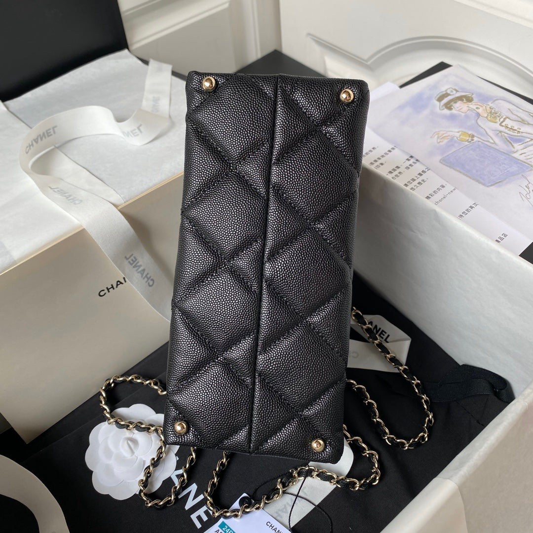 Chanel Small Flap Kelly Bag With Top Handle in Grained Calfskin