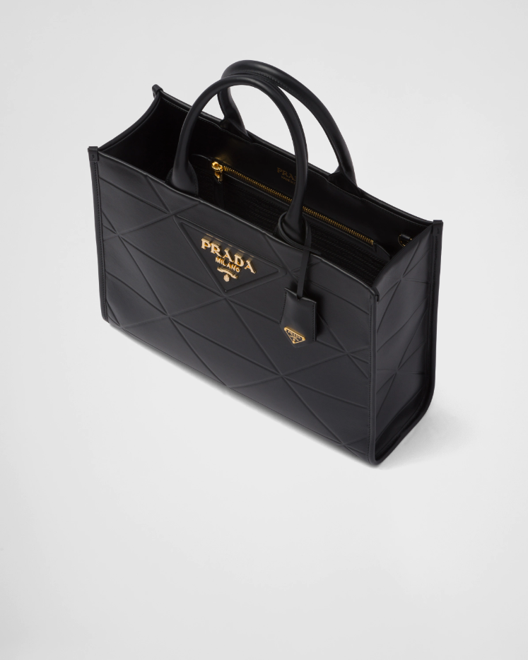 PP Medium leather Symbole bag with topstitching - Black