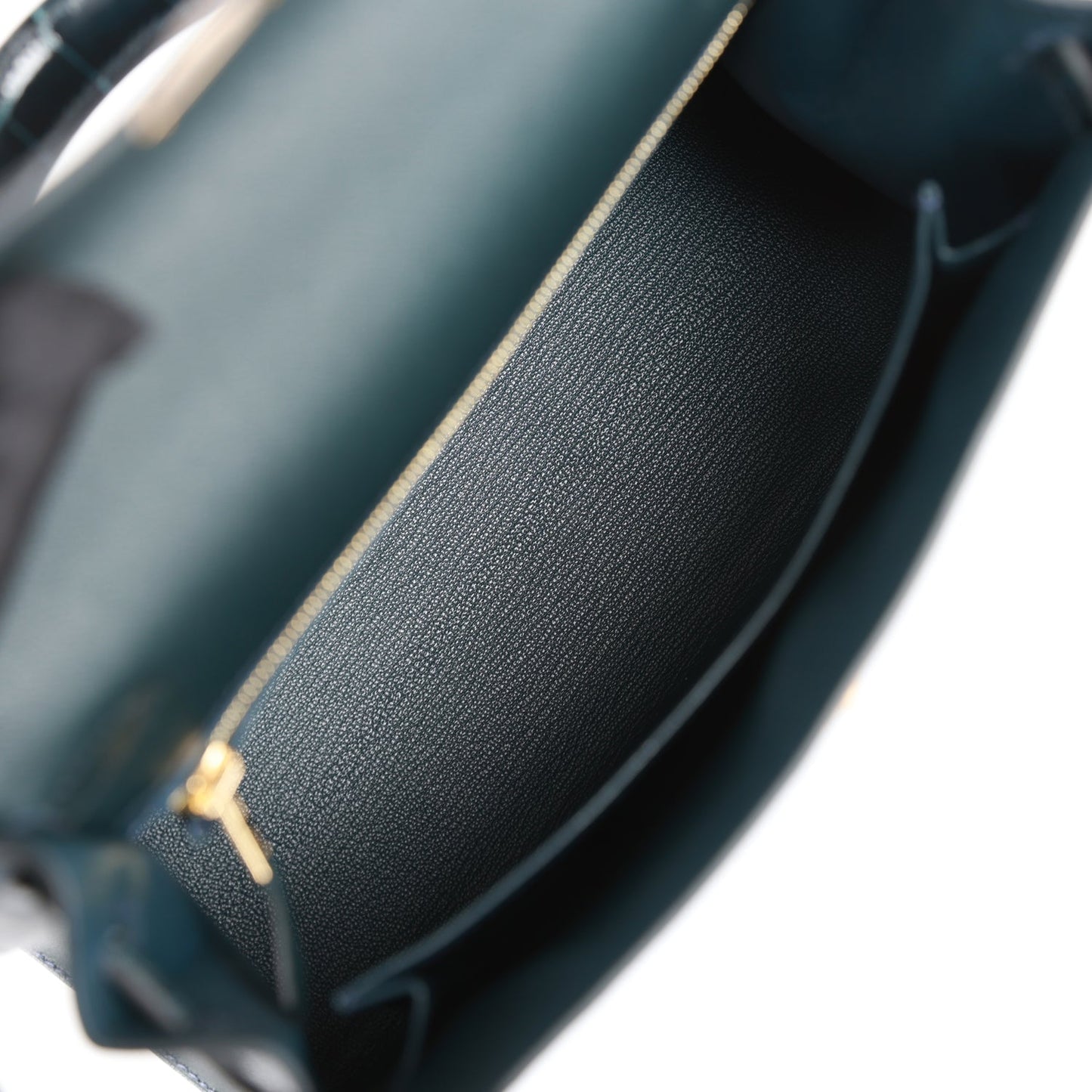 H Kelly Sellier 25 Vert Rousseau Madame and Shiny Niloticus Crocodile Touch Gold Hardware