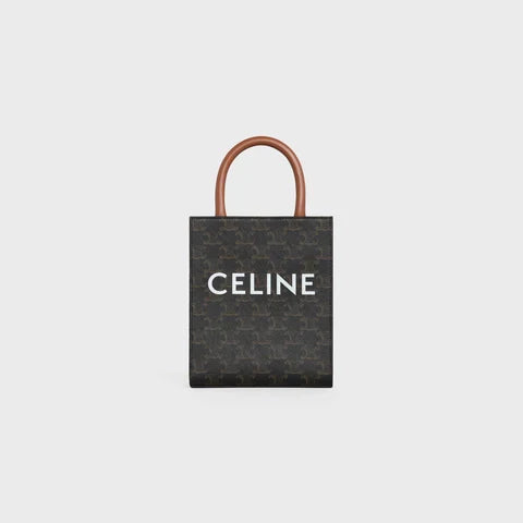 MINI VERTICAL CABAS IN TRIOMPHE CANVAS AND CALFSKIN WITH CE PRINT TAN