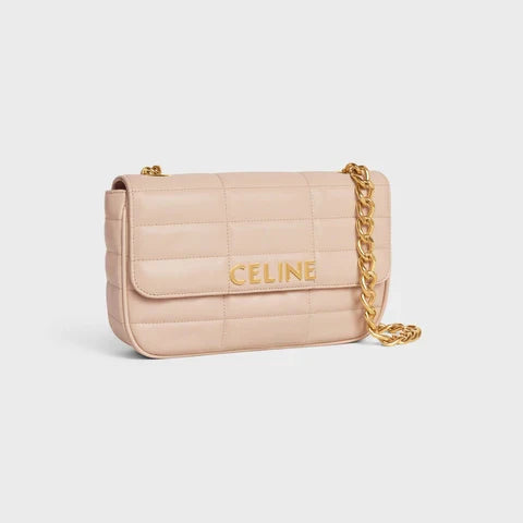 CHAIN SHOULDER BAG MATELASSE MONOCHROME CE IN QUILTED GOATSKIN NUD