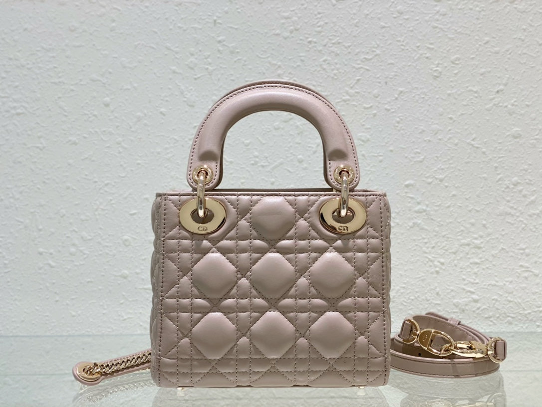 Lady Dior Bag Latte Cannage Lambskin Bag 17x15x7cm